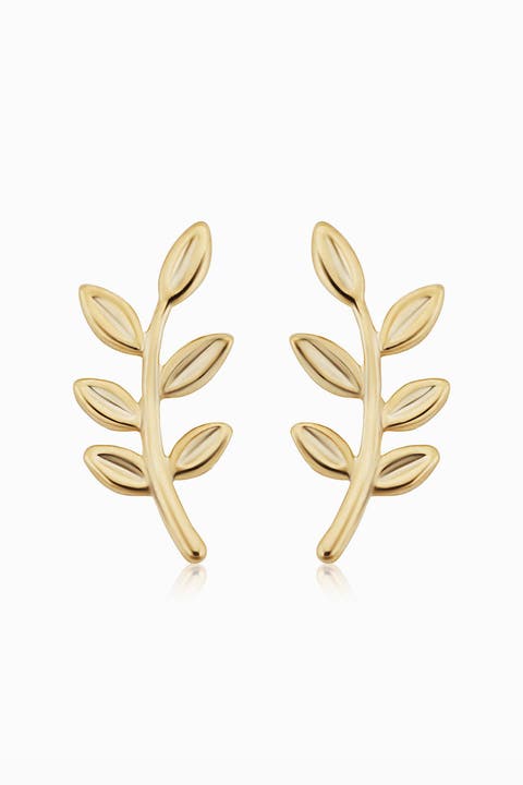 14K Yellow Gold Peace and Love Studs