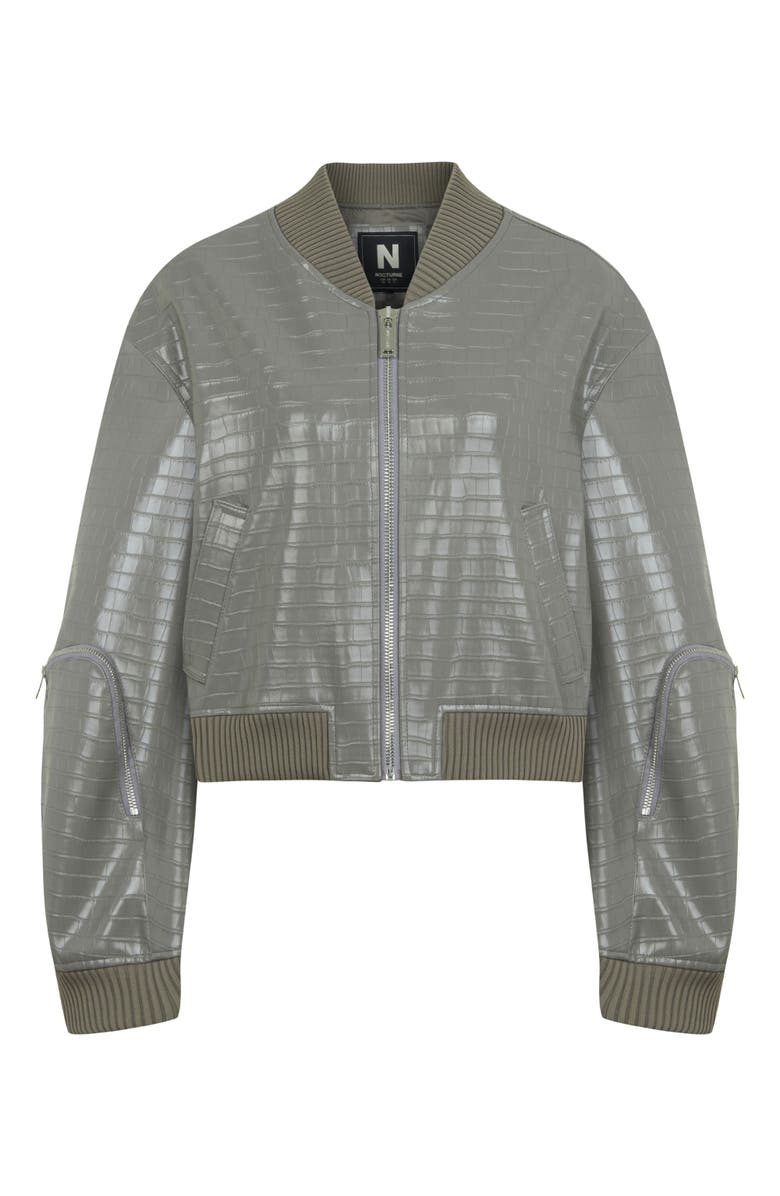 Nocturne Faux Leather Bomber Jacket, Alternate, color, 