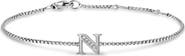 David Yurman Petite Pavé Initial Chain Bracelet in Sterling Silver with Diamonds