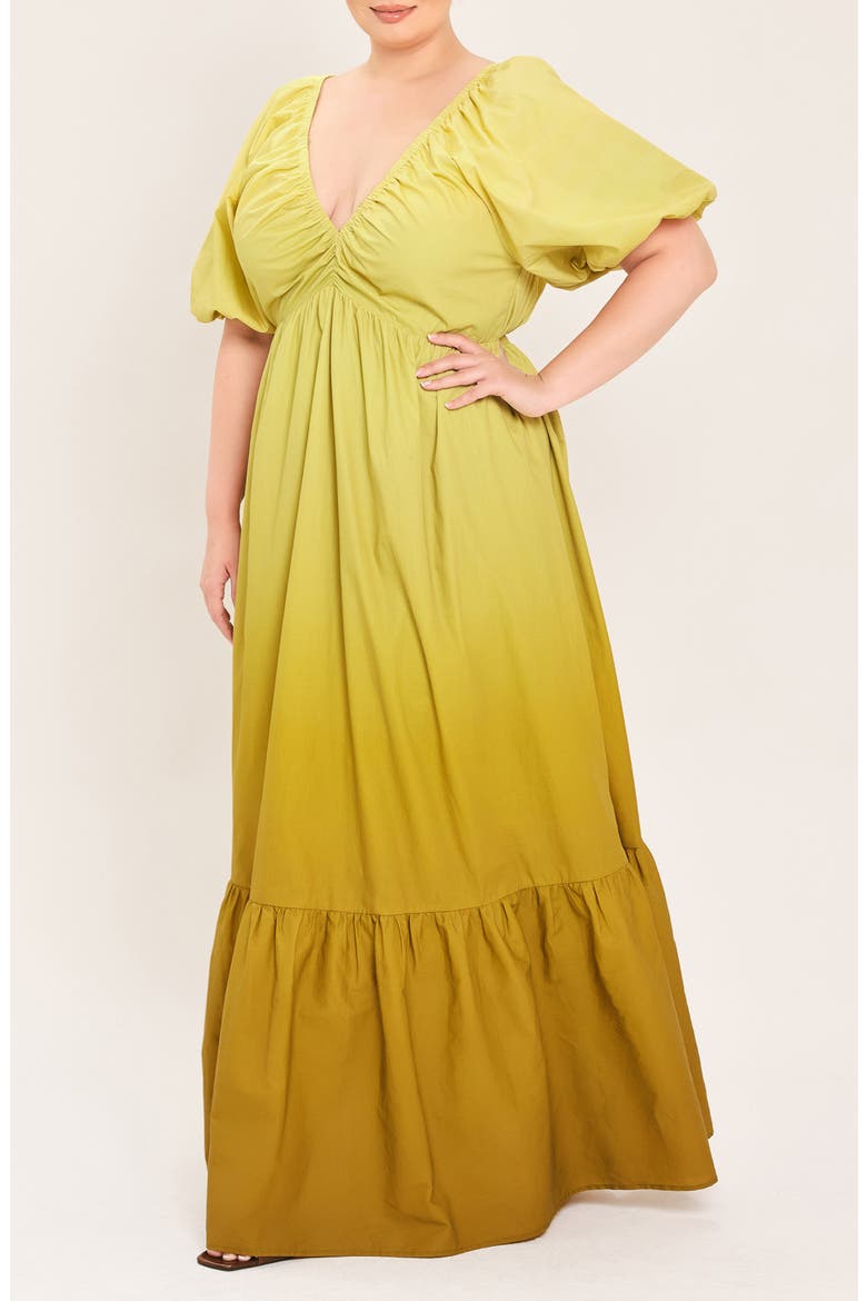 Ombré Cotton Maxi Dress, Alternate, color, OMBRE/ YELLOW