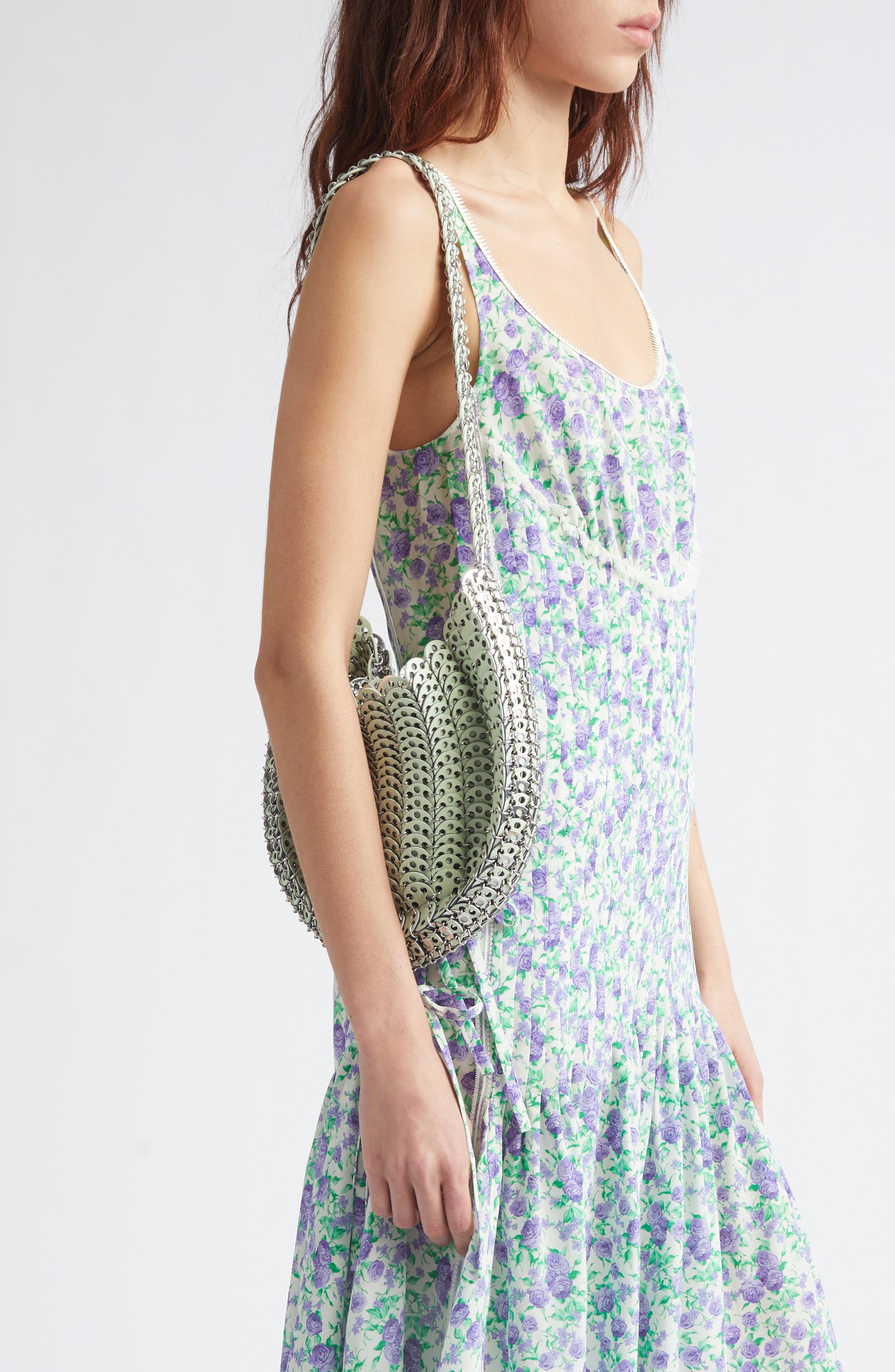 Rabanne Moon 1969 Icon Shoulder Bag, Alternate, color, Green/ Silver