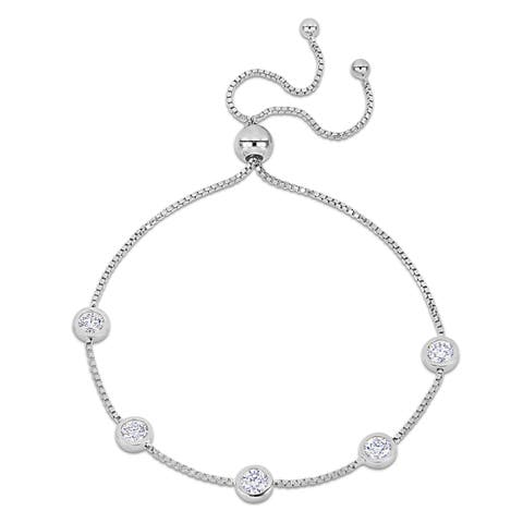 Moissanite Station Bolo Bracelet