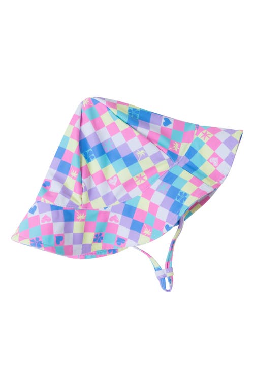 Andy & Evan Print Long Sleeve One-piece Rashguard Swimsuit & Sun Hat Set In Multi Color