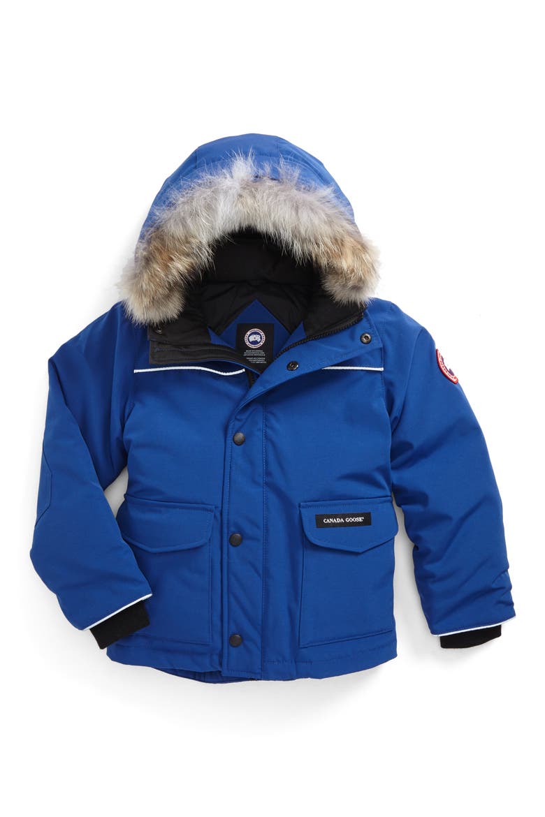 'Lynx' Down Parka with Genuine Coyote Fur Trim, Main, color, PACIFIC BLUE