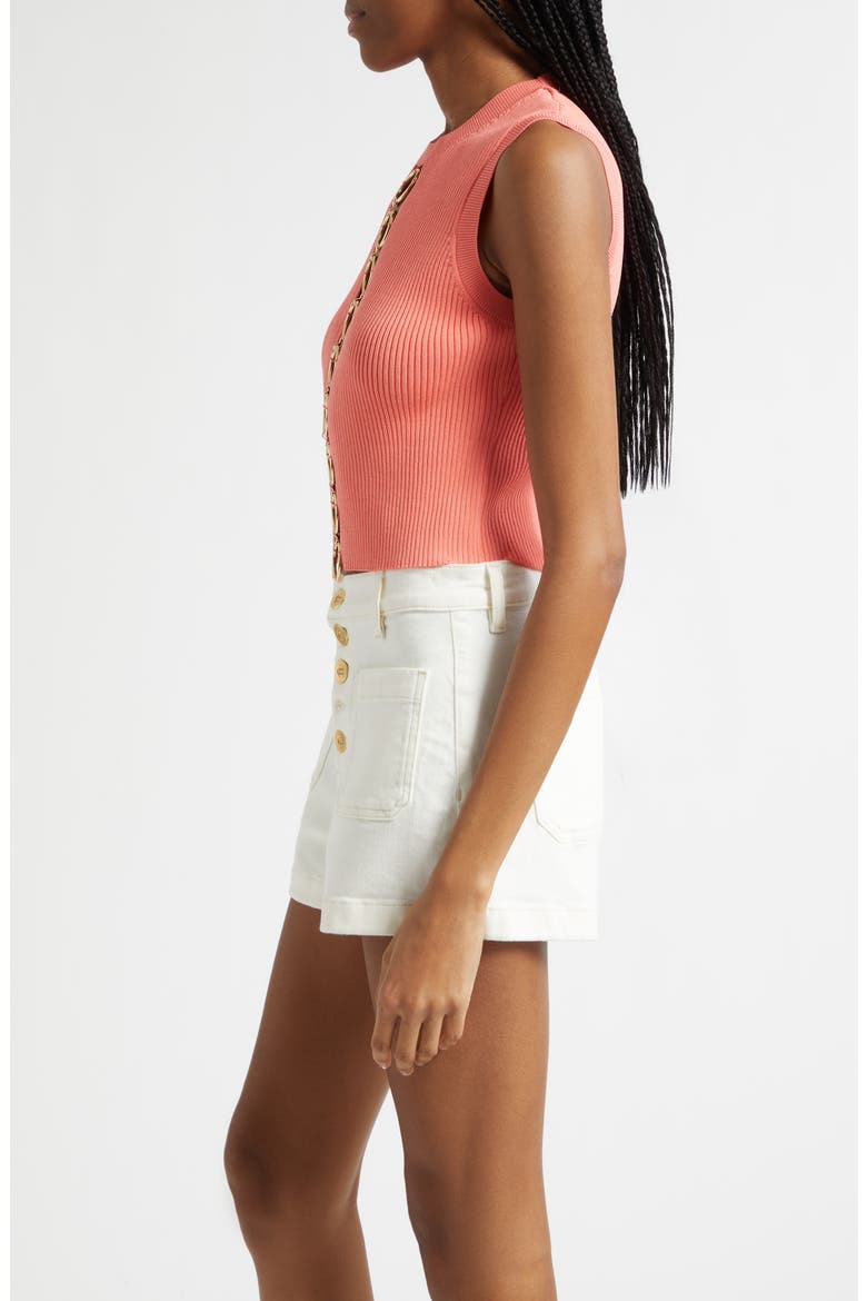 Casey Ring Detail Rib Sweater Vest, Alternate, color, CORAL