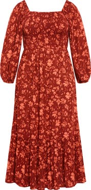 City Chic Kaylee Floral Smocked Bodice Maxi Dress