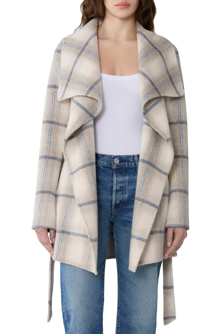 Bridgette Plaid Wrap Coat, Main, color, POOLSIDE PLAID