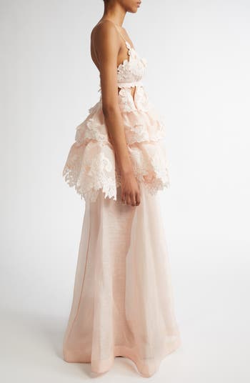 Zimmermann Crush Lace Trimmed Organza Tiered Dress | Nordstrom
