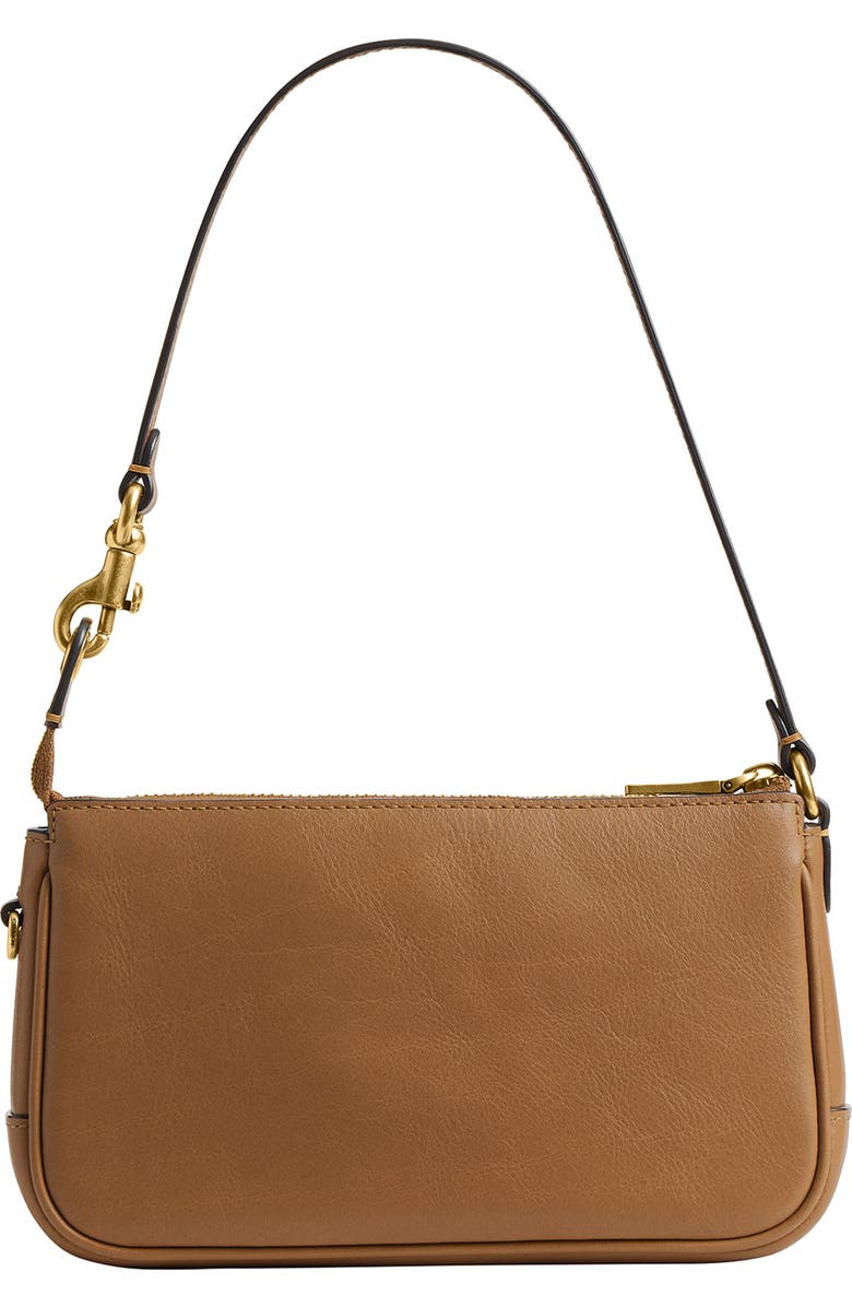 COACH Plaza 18 Natural Grain Leather Shoulder Bag, Alternate, color, B4/Honey Brown