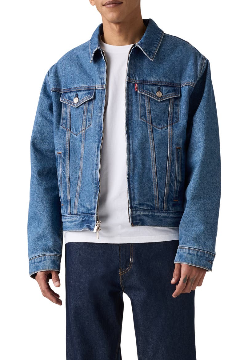 Trucker Zip Jacket, Main, color, X SHFU MID STONE