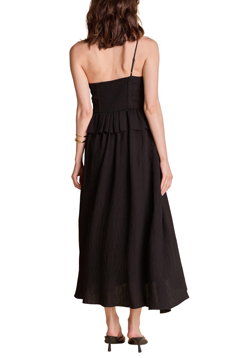 English Factory Pleated Ruffle Strapless Maxi Dress, Alternate, color, Black