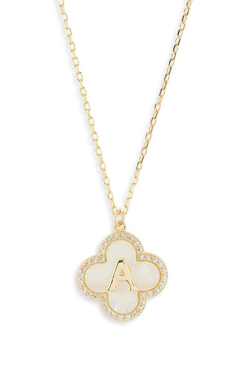Clover Mother-of-Pearl Initial Pendant Necklace