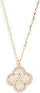 Argento Vivo Sterling Silver Clover Mother-of-Pearl Initial Pendant Necklace