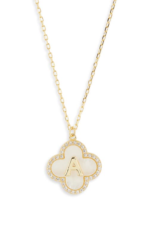 Argento Vivo Sterling Silver Clover Mother-of-pearl Initial Pendant Necklace In Gold