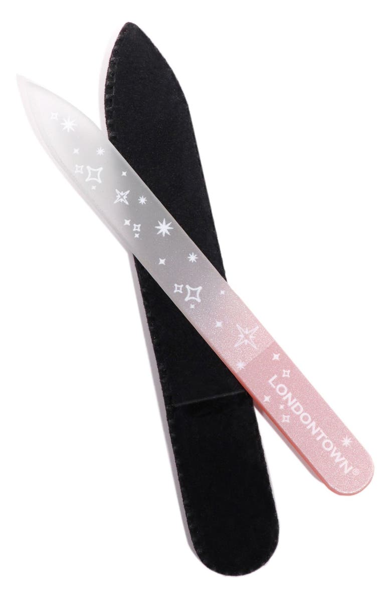 Londontown Glass Nail File - Pink Sparkle, Main, color, 