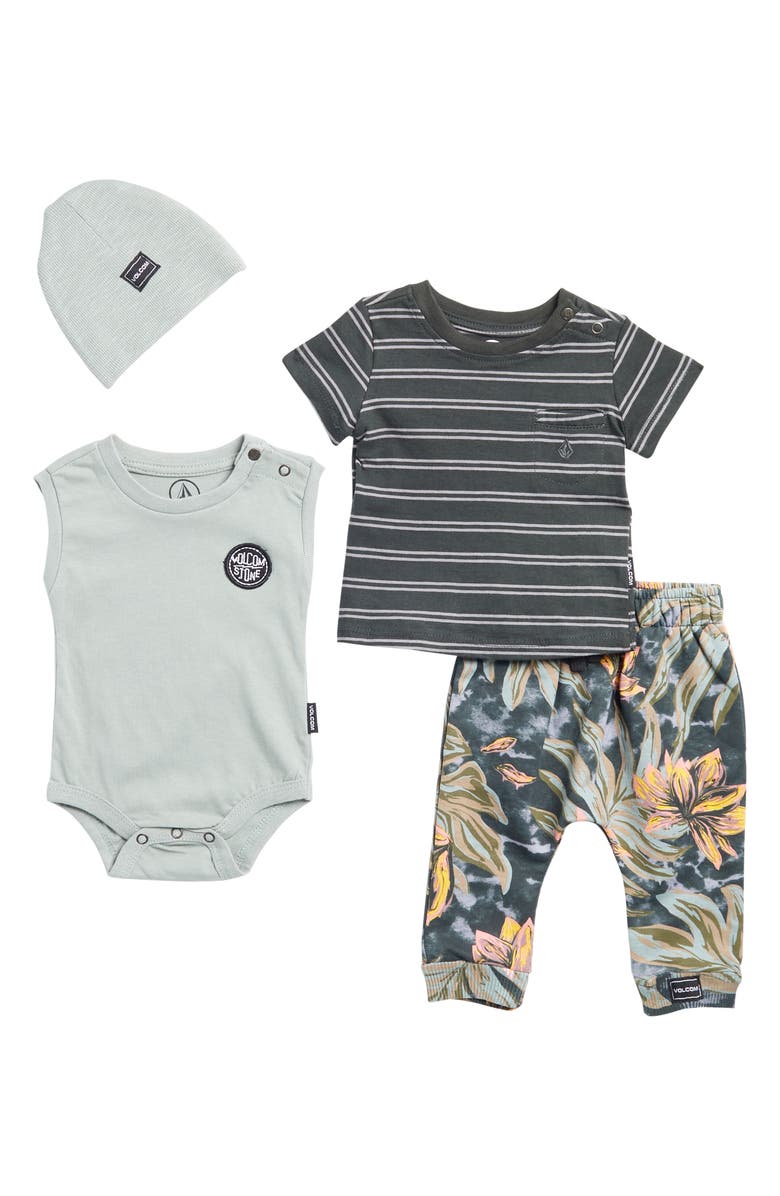 Volcom Bodysuit, T-Shirt, Joggers & Beanie Set, Main, color,