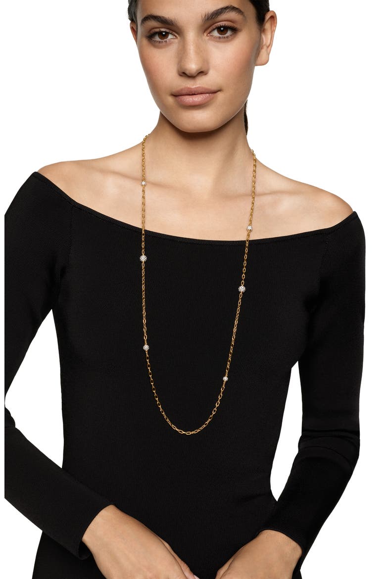 DY Madison® Pavé© Bead Station Necklace in 18K Yellow Gold with Diamonds, 3mm, Alternate, color, DIAMOND