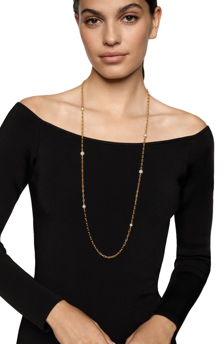 David Yurman DY Madison<sup>®</sup> Pavé<sup>©</sup> Bead Station Necklace in 18K Yellow Gold with Diamonds, 3mm, Alternate, color, Diamond