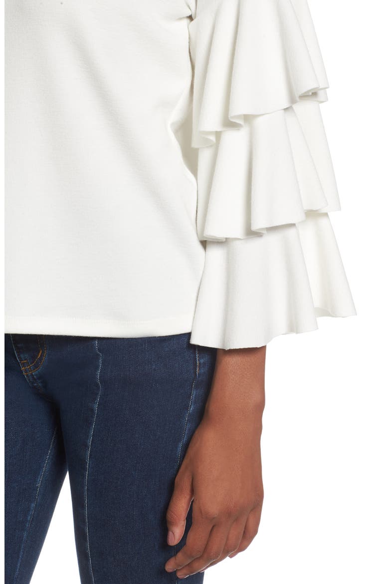 Tiered Ruffle Sleeve Tee, Alternate, color, IVORY