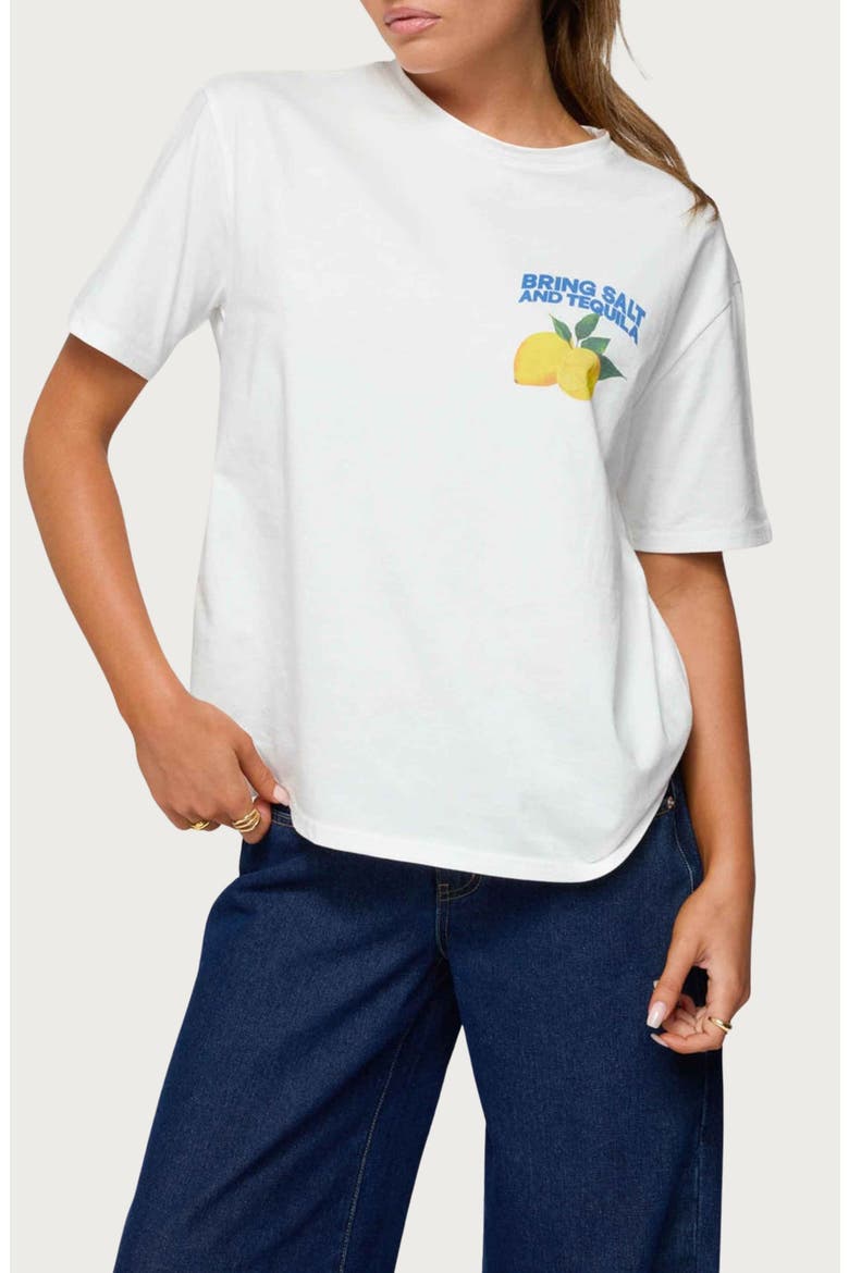 Let's Make Margaritas Oversize Cotton Graphic T-Shirt, Main, color, WHITE