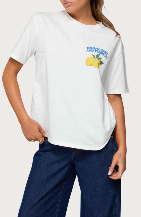 Let's Make Margaritas Oversize Cotton Graphic T-Shirt