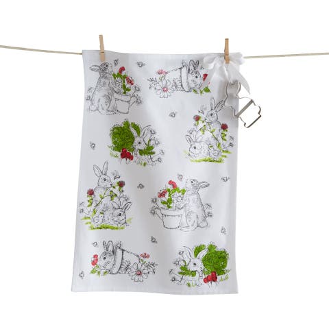 Bunny Dish Towel and Cookie Cutter Set for Easter Kitchen