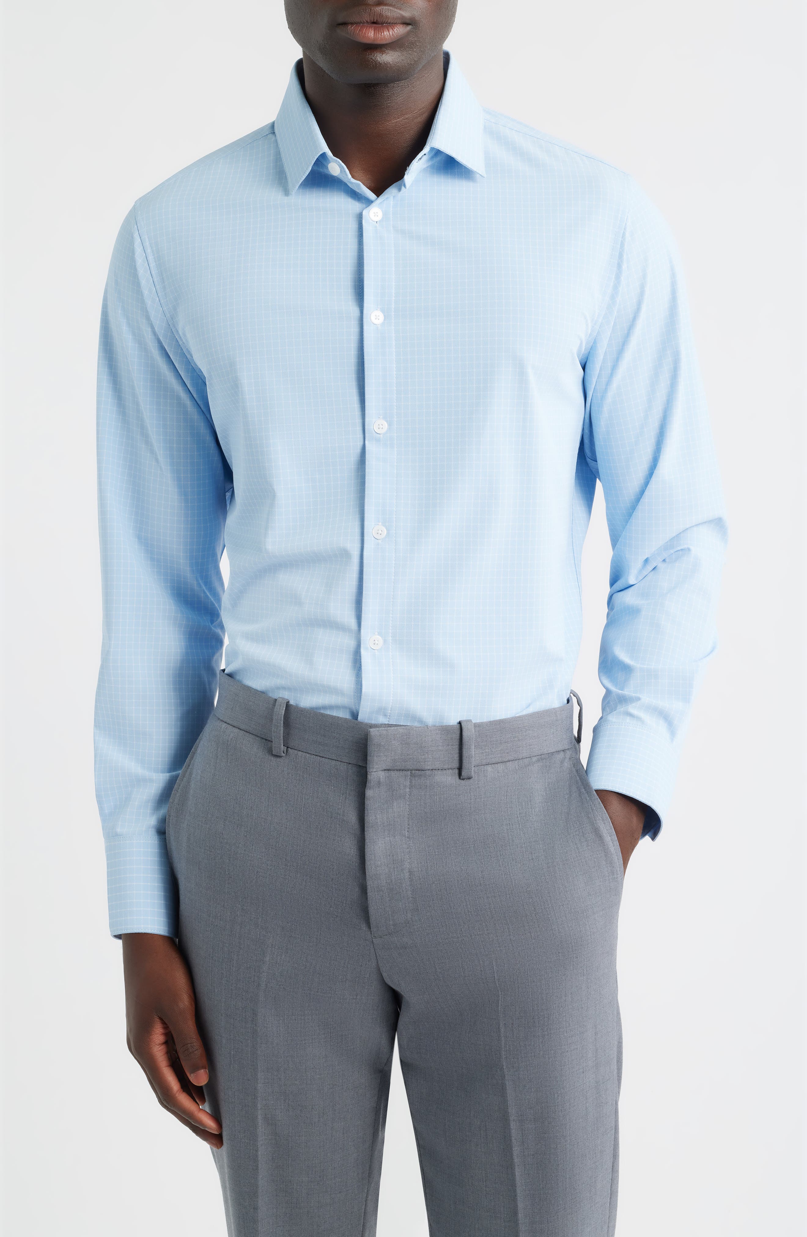 Leeward Trim Fit Grid Performance Button-Up Shirt