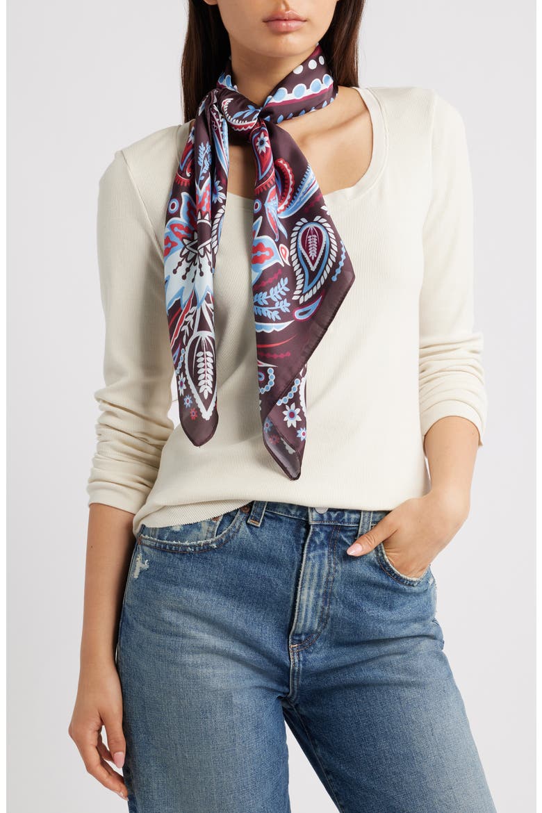 Oversize Square Satin Scarf, Main, color, BURGUNDY CIRCLE
