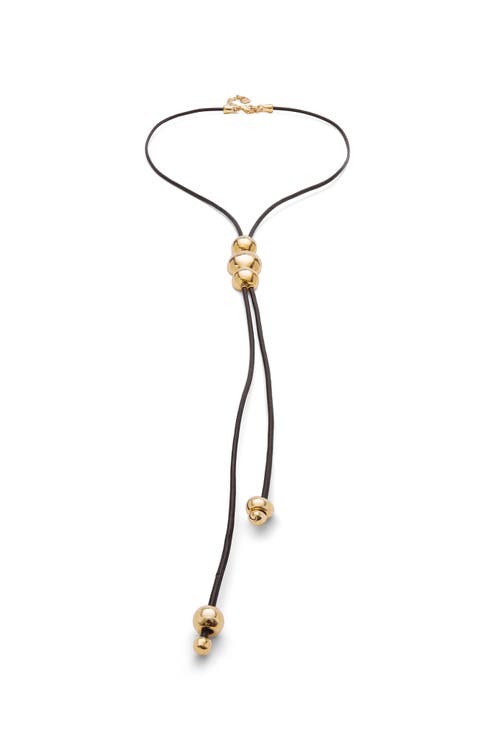 Triple-Bead Leather Necklace