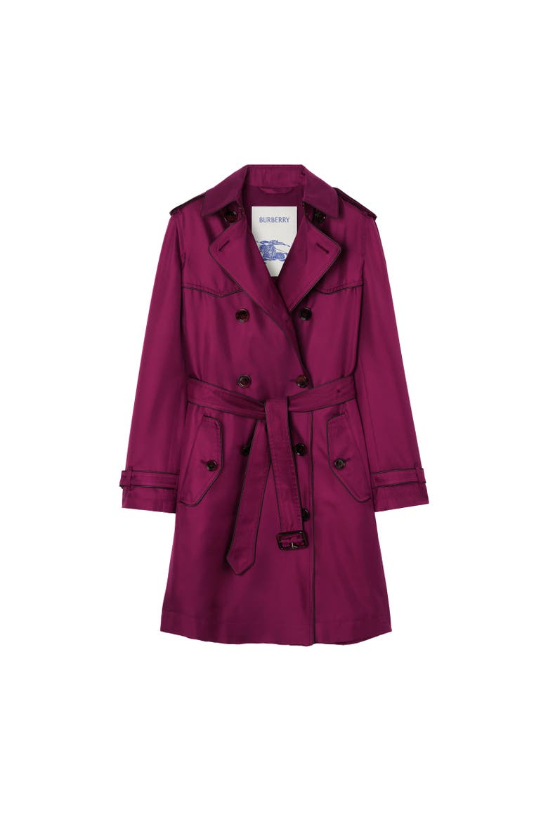 Long Silk Foxfield Trench Coat, Alternate, color, Allium purple