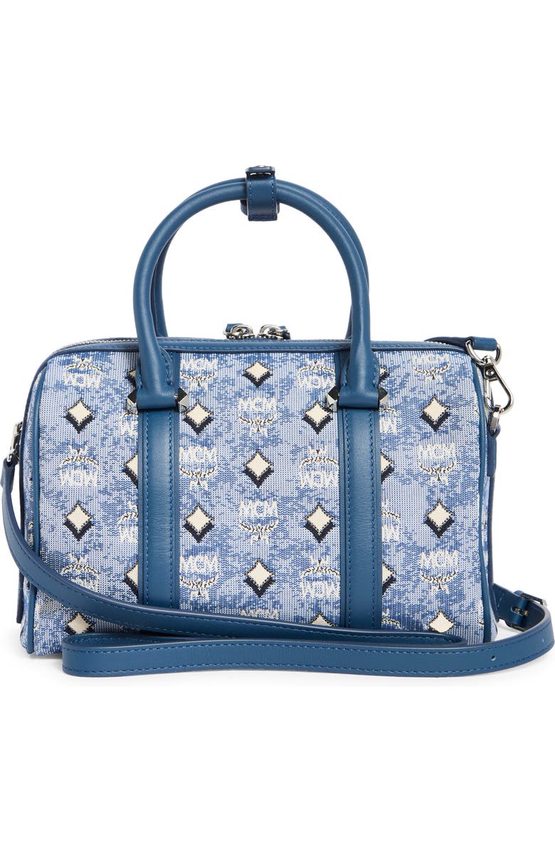 MCM Aren Barrel Bag, Alternate, color, Blue