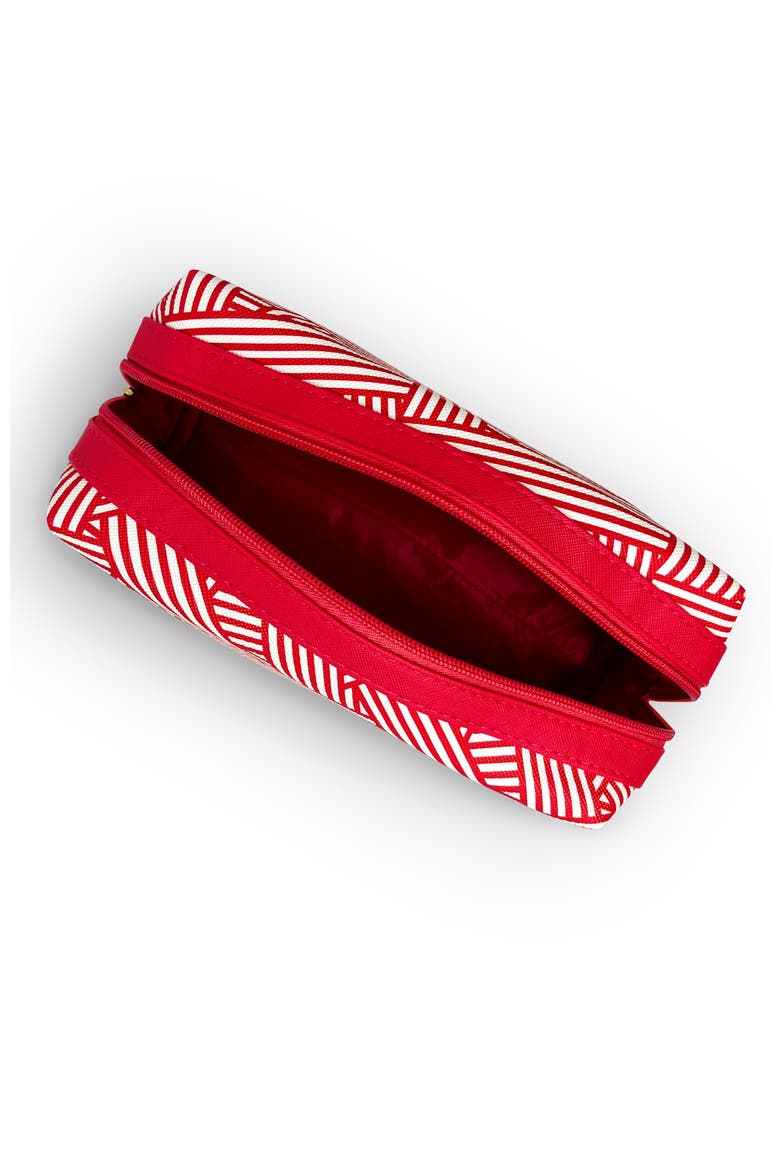 Scarlet Stripe Cosmetic & Travel Bag, Alternate, color, Red