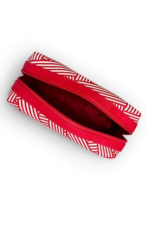 Youzey Scarlet Stripe Cosmetic & Travel Bag In Red
