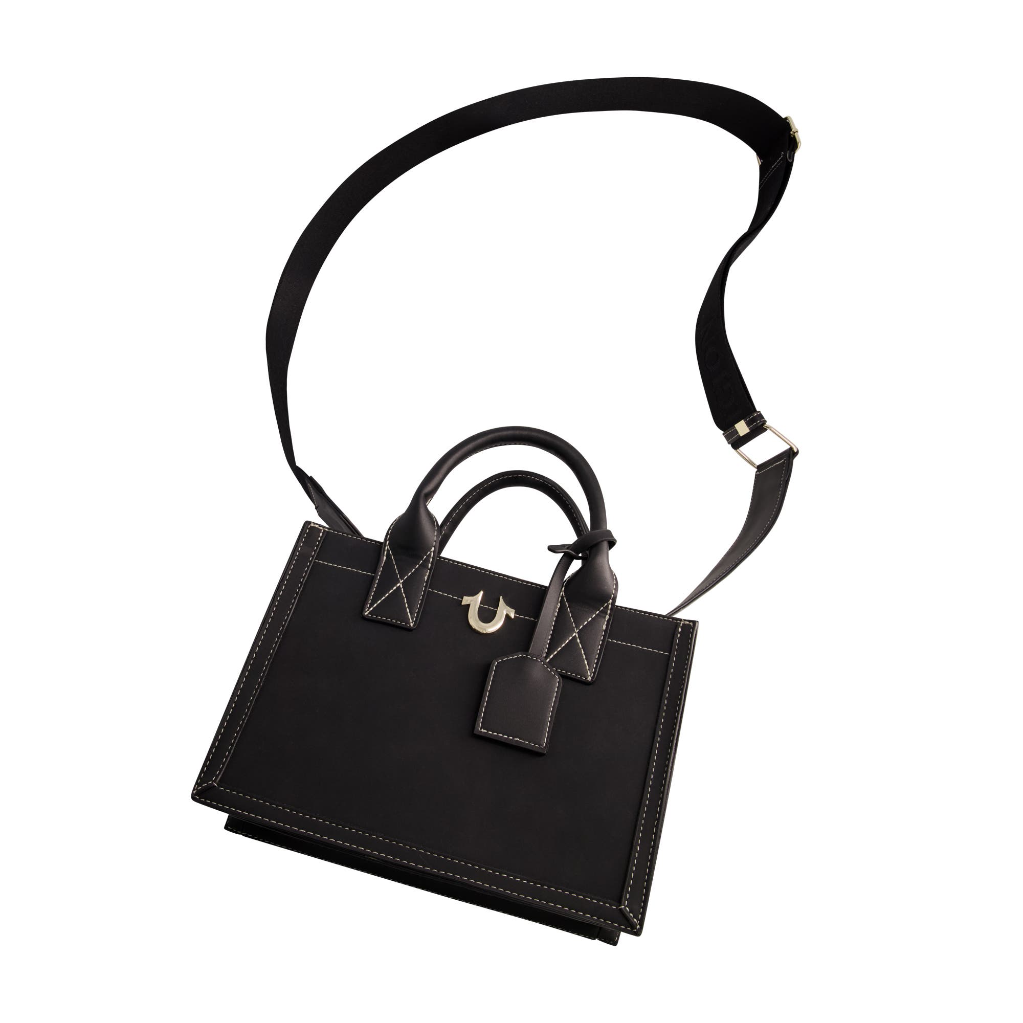 True Religion Modern Edge Suede Tote, Alternate, color, Black