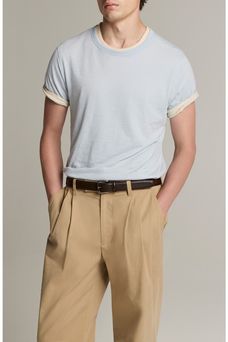 Fine Slub Layered Look Pima Cotton T-Shirt, Main, color, PLAYA BLUE/ SMOCK WHI