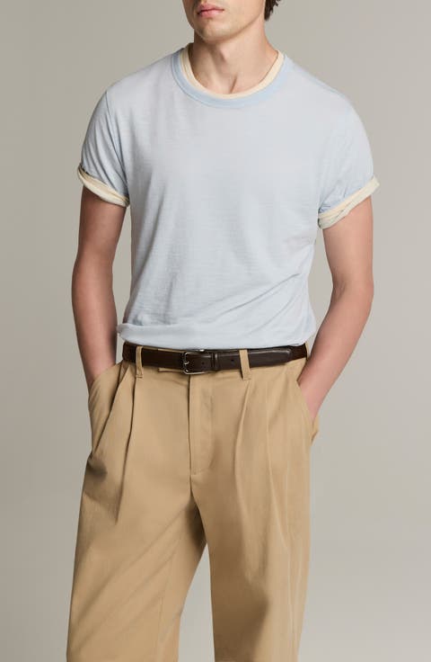 Fine Slub Layered Look Pima Cotton T-Shirt
