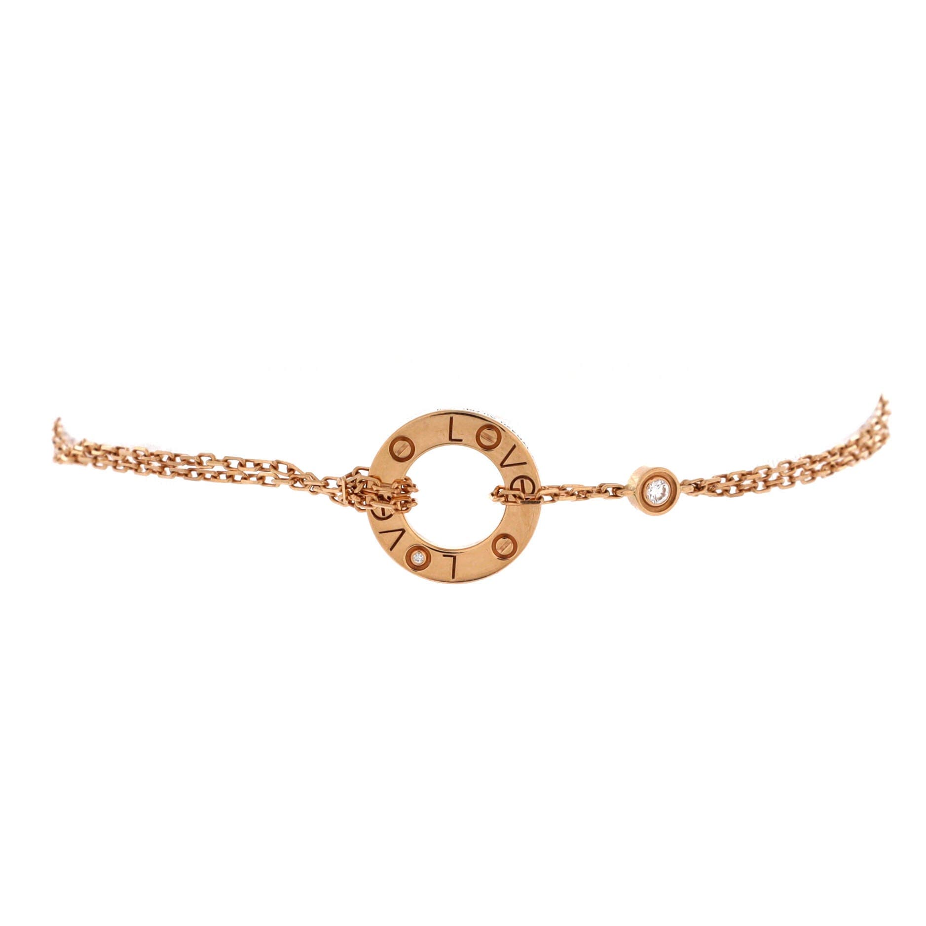 2 Diamonds Love Bracelet 18K Rose Gold with Diamonds, Main, color, Metallic Gold