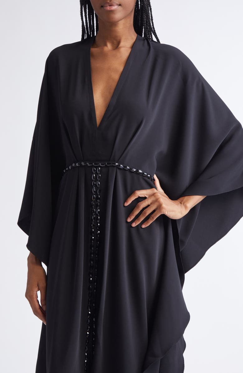 Johanna Ortiz Sombreando Embellished Crepe Tunic Dress, Alternate, color, Black