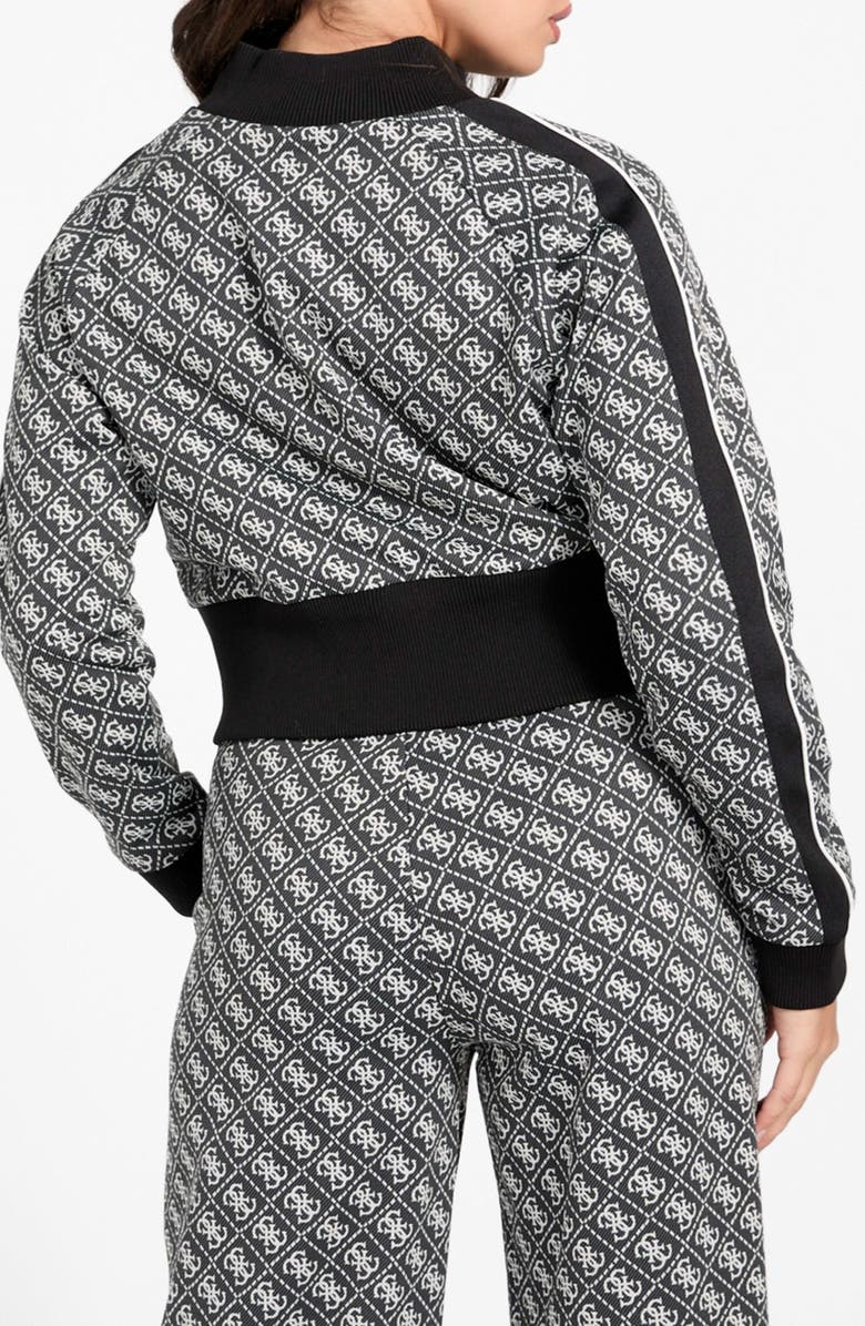 GUESS Sarah 4G Logo Zip Front Sweatshirt, Alternate, color, Silver