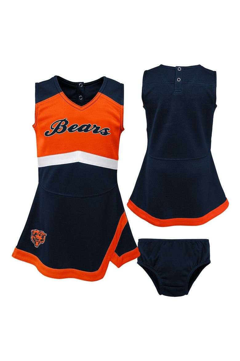 Girls Toddler Navy Chicago Bears Cheer Captain Dress with Bloomers, Main, color, Navy