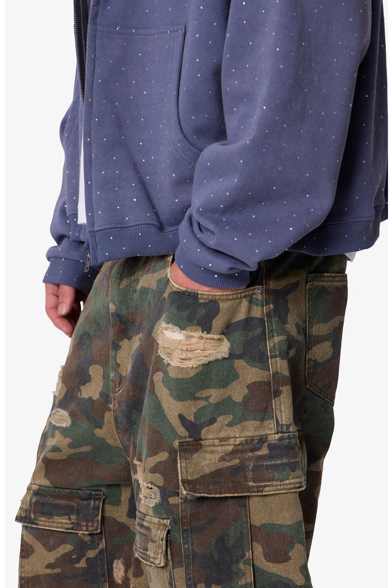 Distressed Baggy Camo Cargo Shorts, Alternate, color, CAMO