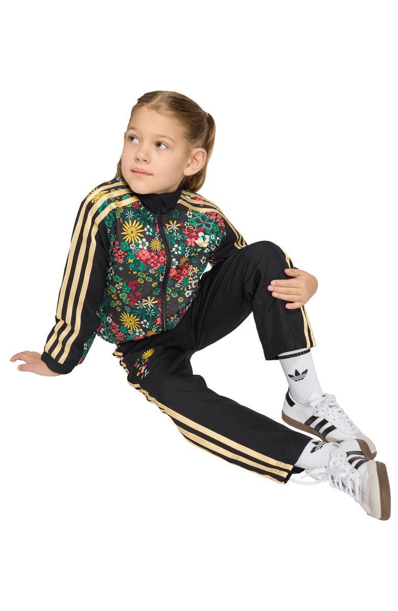 adidas Kids' Floral Print Track Jacket & Pants Set, Alternate, color, Black