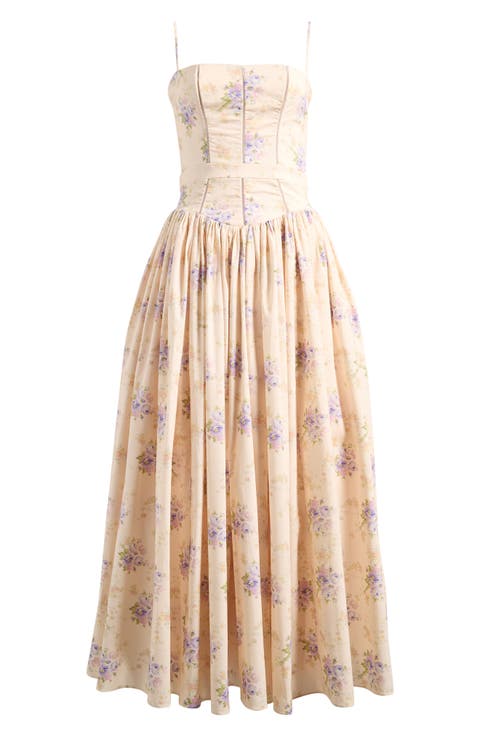 Ysabella Floral Stretch Cotton Maxi Sundress