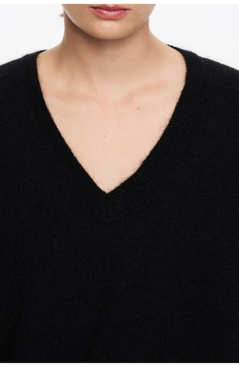 Bimba y Lola Mohair V-Neck Sweater, Alternate, color, Black