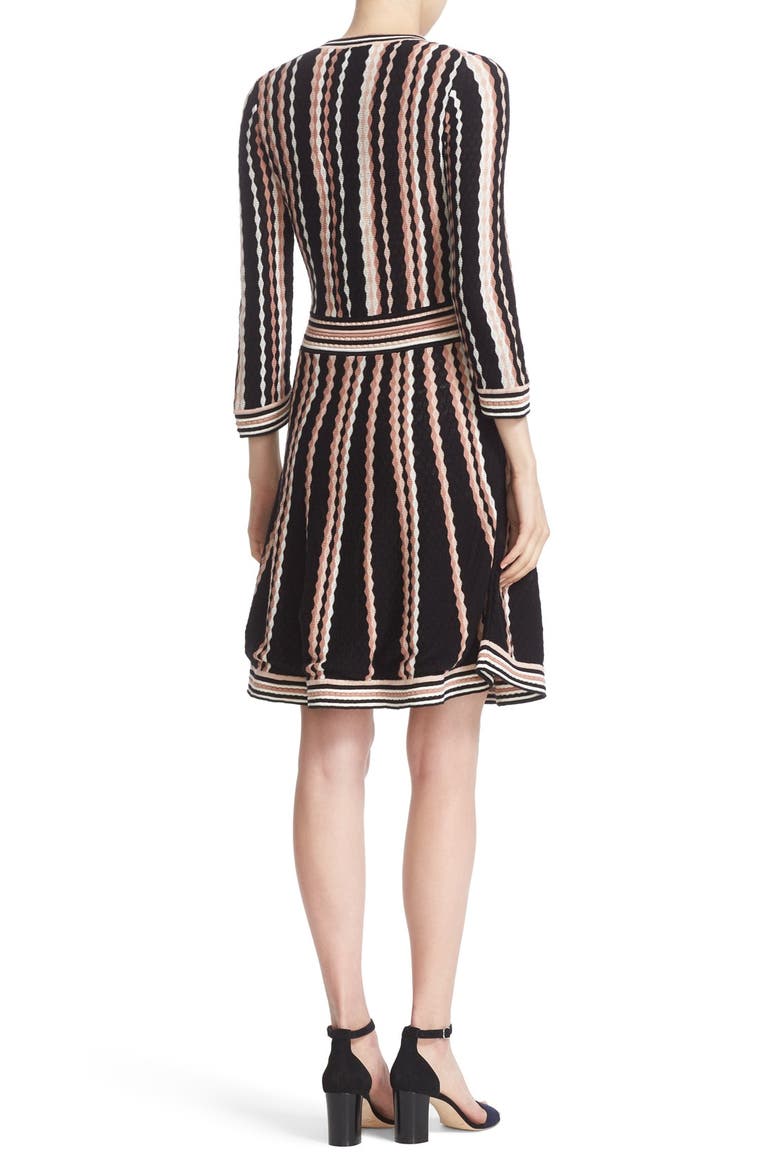 scallop stripe knit dress, Alternate, color, BLACK MULTI