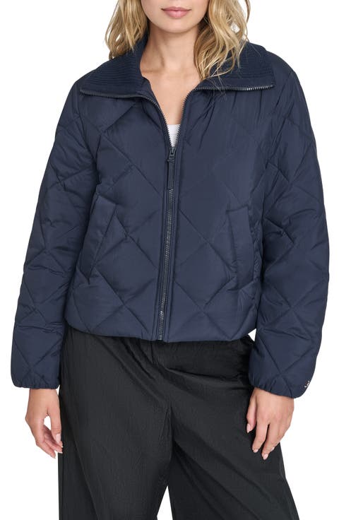 Diamond Quilted Shawl Collar Jacket