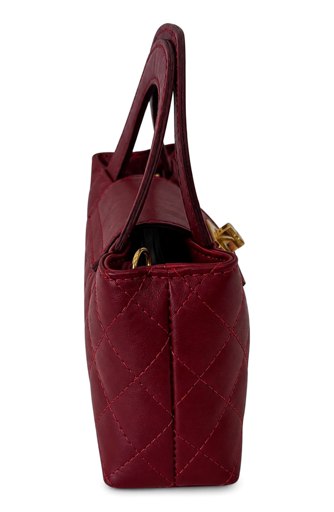 Sveva Quilted Leather Top Handle Bag, Alternate, color, RED