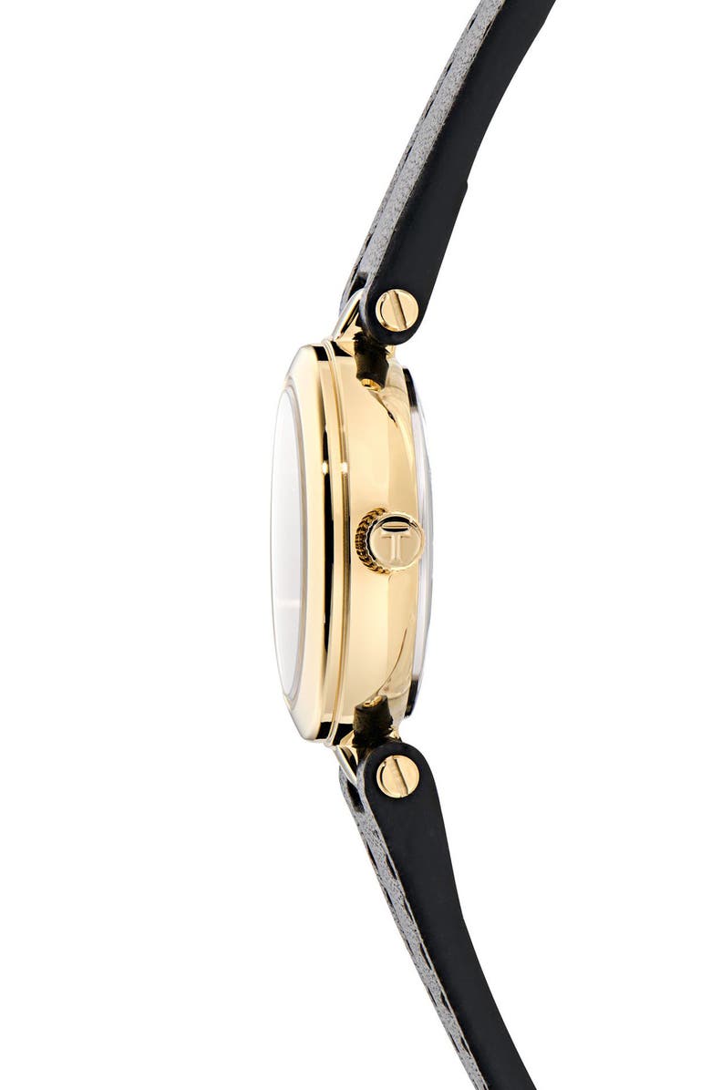 Ted Baker Jolyye Leather Strap Watch, 24mm, Alternate, color, Black