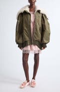 Simone Rocha Oversize Bomber Jacket with Split Faux Fur Hood