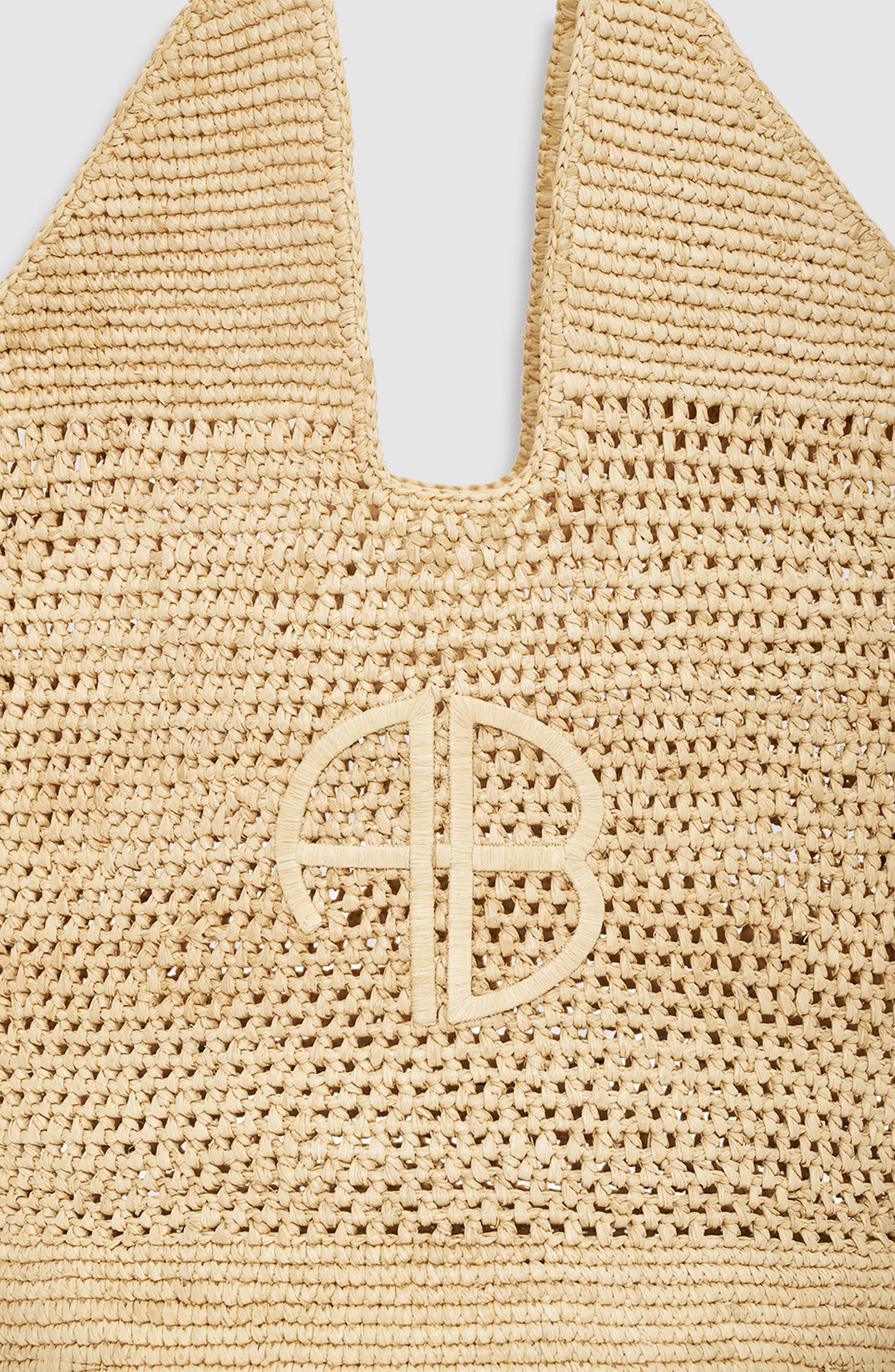 ANINE BING Leah Logo Hobo Bag, Alternate, color, Natural Raffia